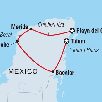 tourhub | Intrepid Travel | Yucatan Peninsula Adventure | Tour Map