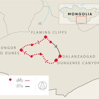 tourhub | SpiceRoads Cycling | Mountain Biking the Gobi | Tour Map