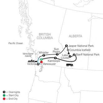 tourhub | Globus | Spirit of the Rockies | Tour Map