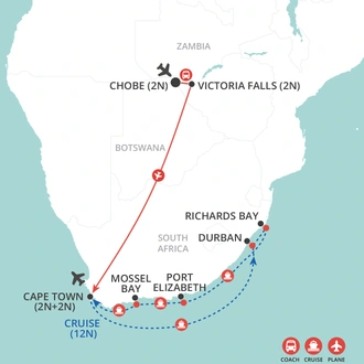 tourhub | Wendy Wu | Journey through Southern Africa | Tour Map