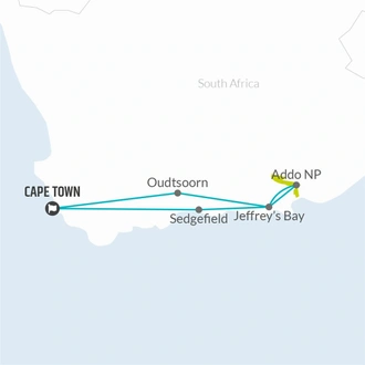 tourhub | Bamba Travel | Cape Town & Garden Route Voluntour 14D/13N | Tour Map