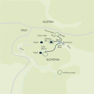 tourhub | Exodus Adventure Travels | Lakes & Mountains of Slovenia | Tour Map