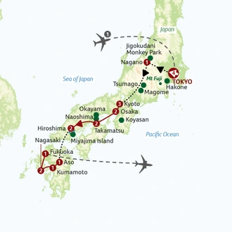 tourhub | Saga Holidays | Grand Tour of Japan | Tour Map