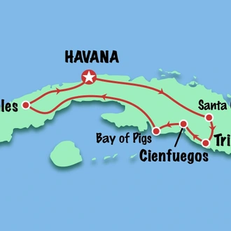 tourhub | Cuban Adventures | Essential Cuba | Tour Map