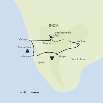 tourhub | Exodus | Spice Trails of Kerala | Tour Map