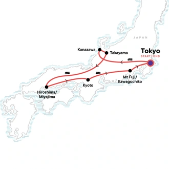 tourhub | G Adventures | Discover Japan | Tour Map