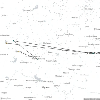 tourhub | Agora Voyages | Bangalore to Hassan, Belur & Halebeedu | Tour Map