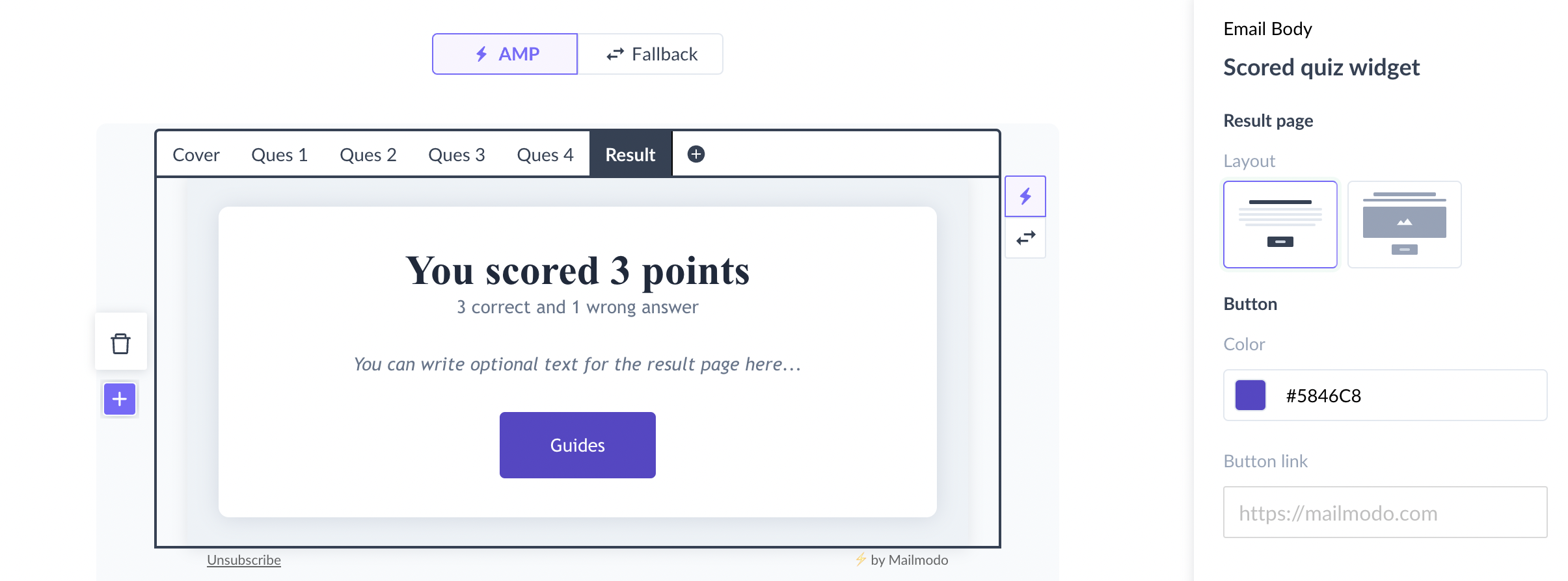 How to use Scored Quiz widget in your email campaign?