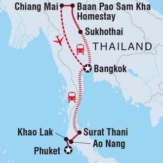 tourhub | Intrepid Travel | Classic Thailand West Coast (Nov - Apr) | Tour Map