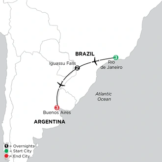 tourhub | Globus | Independent Brazil & Argentina | Tour Map
