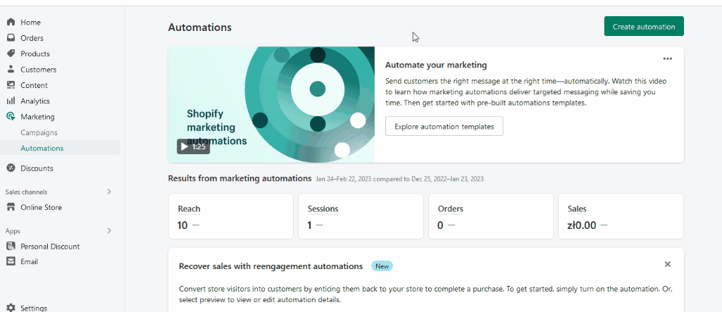 How to create new Shopify Email automation animated