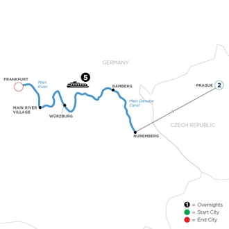 tourhub | Avalon Waterways | Festive Season in the Heart of Germany with 2 Nights in Prague (Illumination) | Tour Map