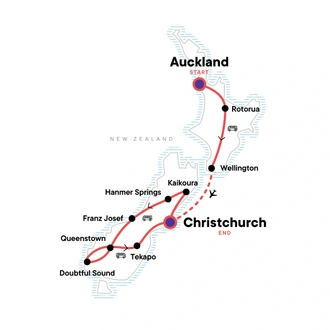 tourhub | G Adventures | Highlights of New Zealand | Tour Map