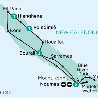tourhub | APT | Natural Landscapes, Native Flora and Culture of New Caledonia Walking Tour | Tour Map