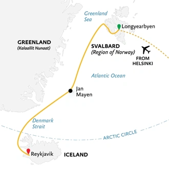 tourhub | Quark Expeditions | Ultimate Arctic Voyage: From Svalbard to Jan Mayen to Iceland | Tour Map