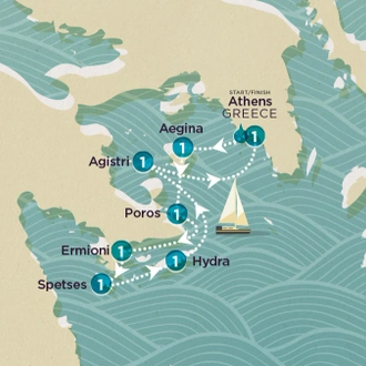tourhub | Topdeck | Sail & Swim: Greece 2024 | Tour Map