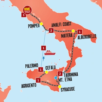 tourhub | Expat Explore Travel | Highlights Of Southern Italy And Sicily | Tour Map
