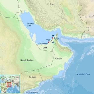 tourhub | Indus Travels | Picturesque Solo Dubai and Abu Dhabi Tour | Tour Map