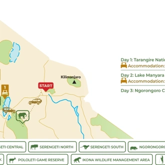 tourhub | Beach and Safari Holidays | The Ultimate Fly-In and Drive-Back Safari | Tour Map