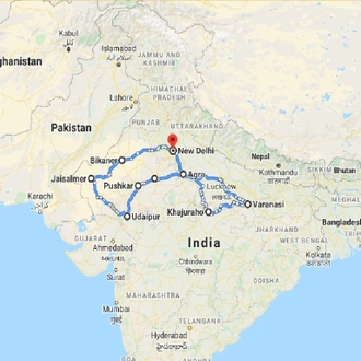 tourhub | UncleSam Holidays | In Depth North India | Tour Map