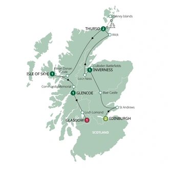 tourhub | Brendan Vacations | Country Roads of Scotland - Classic Group | Tour Map