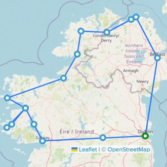 tourhub | On The Go Tours | Dublin, Northern Ireland & Galway - 5 days | Tour Map