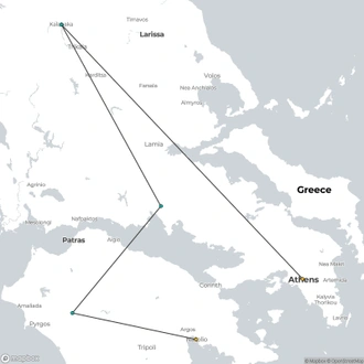 tourhub | Destination Services Greece | 5 Days Mainland Greece with Meteora and Nafplion | Tour Map