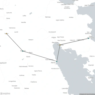 tourhub | Exodus Adventure Travels | Cycling in the Peloponnese | Tour Map