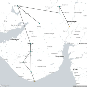 tourhub | Agora Voyages | Gujarat Treasures: A Journey through History, Wildlife, and Coastal Serenity | Tour Map