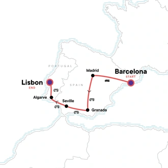 tourhub | G Adventures | Spain & Portugal: Flamenco & Tapas | Tour Map