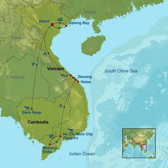 tourhub | Indus Travels | Best Of Vietnam And Cambodia | Tour Map