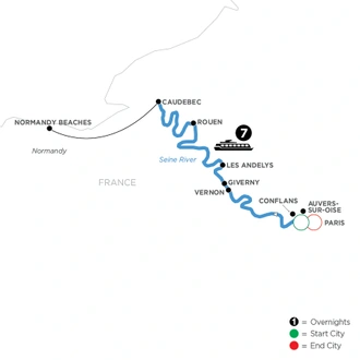 tourhub | Avalon Waterways | Paris to Normandy (Tapestry II) | Tour Map