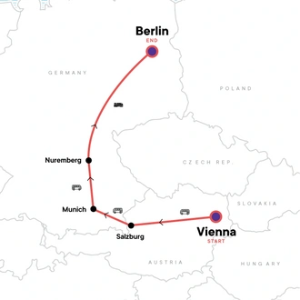 tourhub | G Adventures | Christmas in Central Europe, Vienna to Berlin | Tour Map