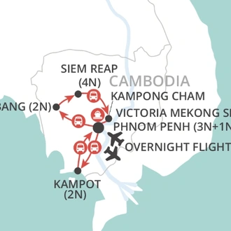 tourhub | Wendy Wu | Cambodia & Mekong Uncovered | Tour Map