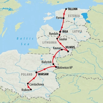 tourhub | On The Go Tours | Poland and Baltic Discovery - 13 days | Tour Map