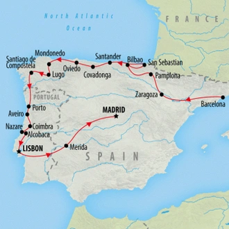 tourhub | On The Go Tours | Gastronomic Spain & Portugal 2025 - 17 days | Tour Map