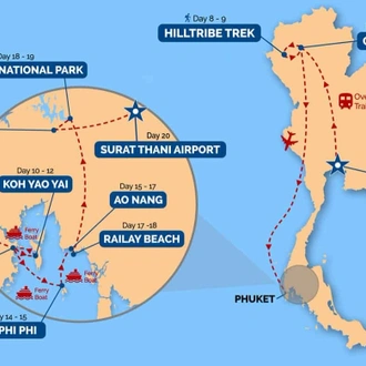 tourhub | One Life Adventures | Thailand Expedition 20 Day Tour | Tour Map