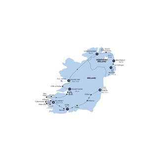 tourhub | Insight Vacations | Country Roads of Ireland - End Belfast, Small Group, Summer | Tour Map