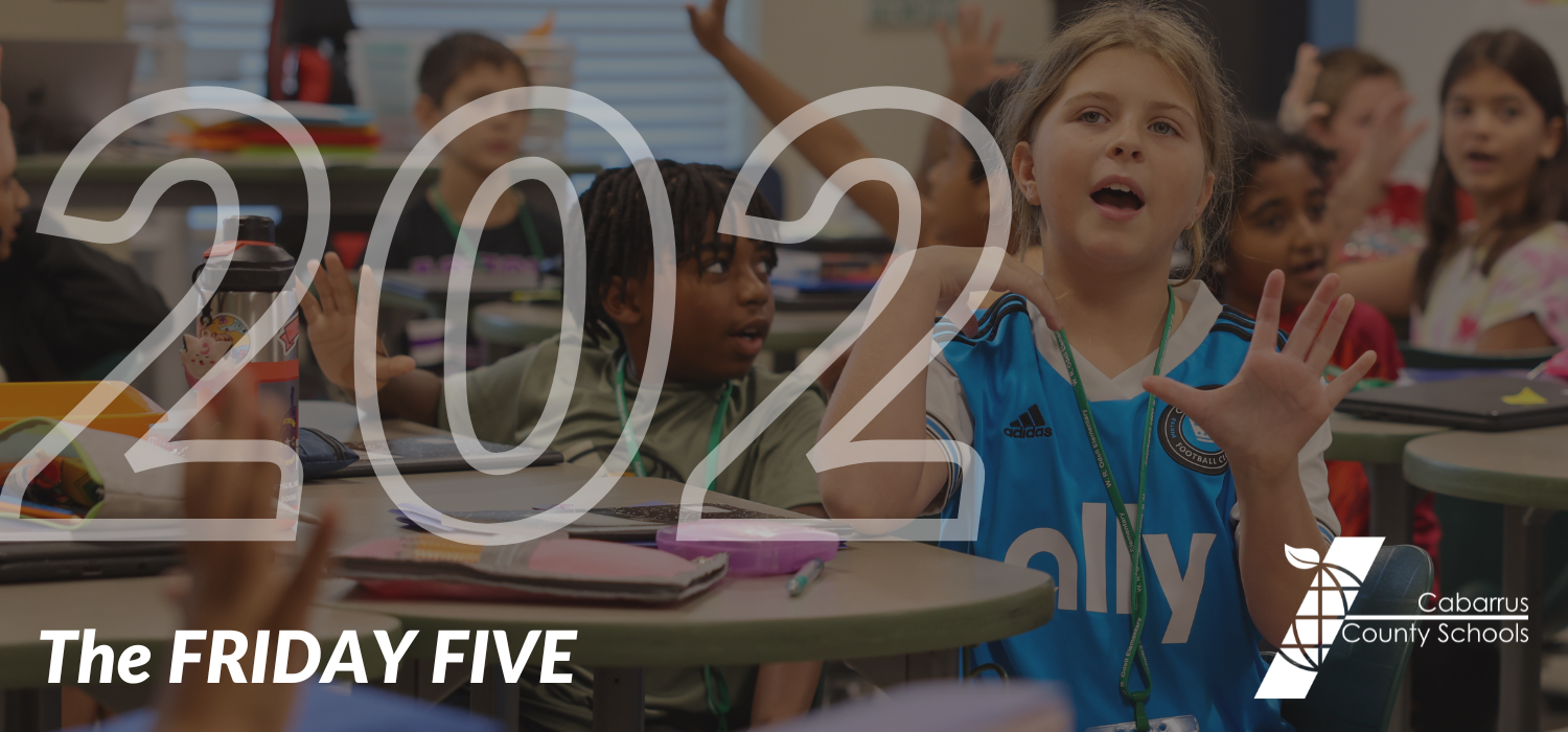 2025 graphic with student holding up five fingers.