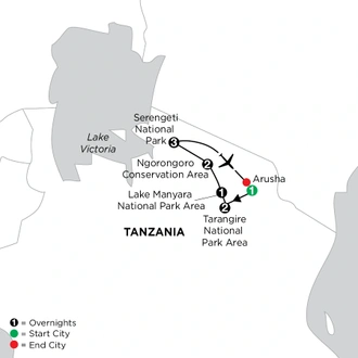 tourhub | Globus | Tanzania Private Safari | Tour Map