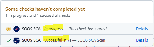 GitHub UI status indicator for SOOS scans