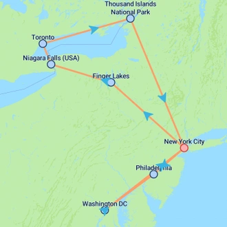 tourhub | On The Go Tours | Highlights of the Northeast US - 5 days | Tour Map