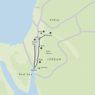 tourhub | Exodus | Kingdoms of Jordan - Premium Adventure | Tour Map