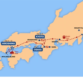 tourhub | One Life Adventures | Japan Essentials 13 Day Tour | Tour Map