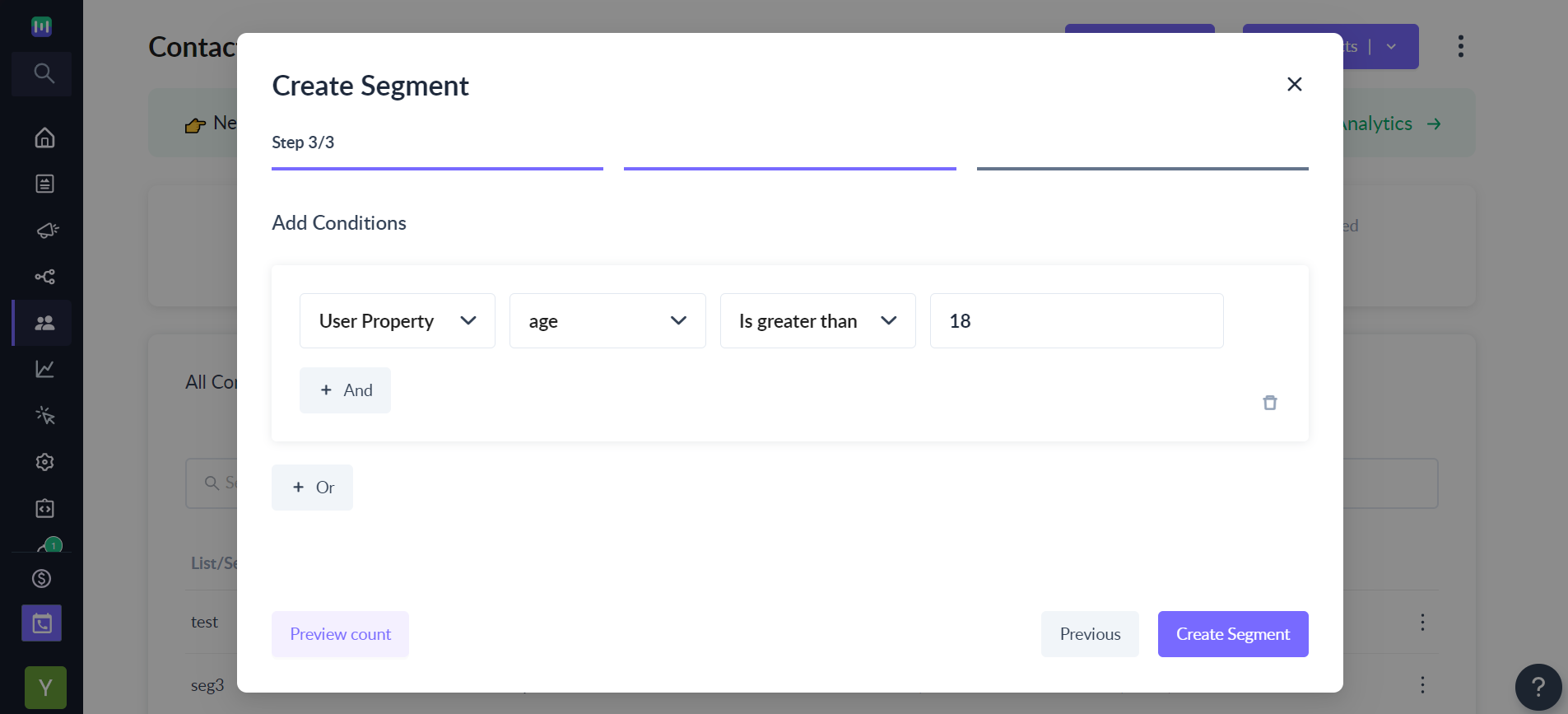 How to exclude contacts from a segment?