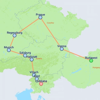 tourhub | On The Go Tours | Hungary to Slovenia - 9 days | Tour Map