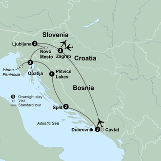 tourhub | Collette | Discover Croatia, Slovenia and the Adriatic Coast  | Tour Map