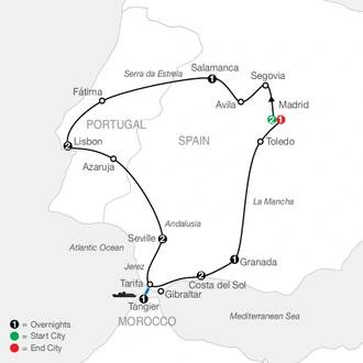 tourhub | Globus | Iberian Discovery & Morocco | Tour Map