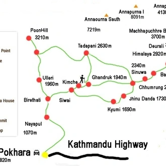 tourhub | Sherpa Expedition & Trekking | Annapurna Sanctuary Trek | Tour Map