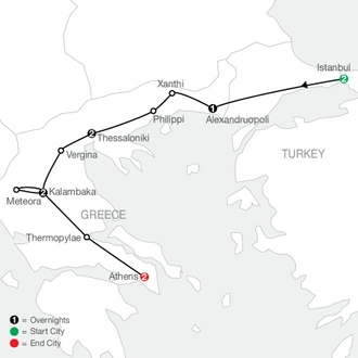 tourhub | Globus | From Istanbul to Athens | Tour Map